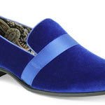 Velvet Royal Blue Heeled Fashion Shoes with Matching Band -6660