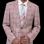 Pale Pink Plaid Three Piece Regular Fit Fashion Suit M2768