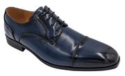 Navy Lace Leather Dress Shoes 6782 - Suits & More