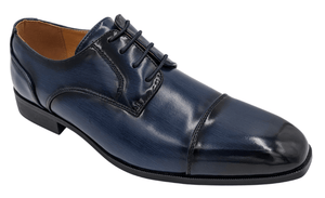 Men’s Navy Cap-Toe Lace Dress Shoes