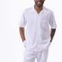 Montique White Walking Suit 2 Piece Solid Color Short Sleeve Set 696