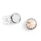 Men's Silver/Peach Button Cover Cuff-Link With Crystal Stud Centered Surrounded By Crystal Studs - Suits & More