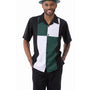 Montique Emerald Color Block Walking Suit 2 Piece SHORTS SET 72301