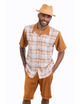 Athena Collection: Montique Cognac Plaid Walking Suit 2 Piece SHORTS SET
