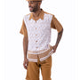 Montique Cognac Vertical Pattern With Design Walking Suit 2 Piece SHORTS SET 72303