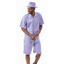 Montique Lavender Tone on Tone Walking Suit 2 Piece SHORTS SET 72306