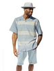 Photon Collection: Carolina Horizontal Stripes Design 2 Piece SHORT PANTS Walking Suit