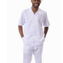 Montique Solid White Walking Suit 2 Piece SHORT PANTS Set 72311