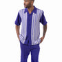 Montique Purple Striped Pattern Walking Suit 2 Piece SHORT PANTS Set 72312