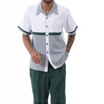 Emerald Houndstooth Horizontal Walking Suit 2 Piece Short Pants Set 72318