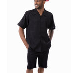 Montique Black Tone on Tone Walking Suit 2 Piece SHORTS SET 72321