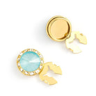 Men's Gold/Turquoise Button Cover Cuff-Link With Crystal Stud Centered Surrounded By Crystal Studs - Suits & More