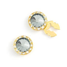 Men's Gold/Silver Button Cover Cuff-Link With Crystal Stud Centered Surrounded By Crystal Studs - Suits & More
