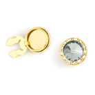 Men's Gold/Silver Button Cover Cuff-Link With Crystal Stud Centered Surrounded By Crystal Studs - Suits & More