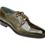 Belvedere Luxurious Ostrich Cap Toe Shoes for Men in Olive  -Batta