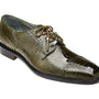 Belvedere Luxurious Ostrich Cap Toe Shoes for Men in Olive  -Batta