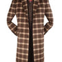 Brown Window Pane Design Single Breasted Cashmere Classic Coat - CS15