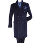 Navy Double Breasted Cashmere Classic Coat - TIL80