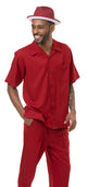Classic Collection: Cranberry Walking Suit 2 Piece Solid Color Short Sleeve Set 696