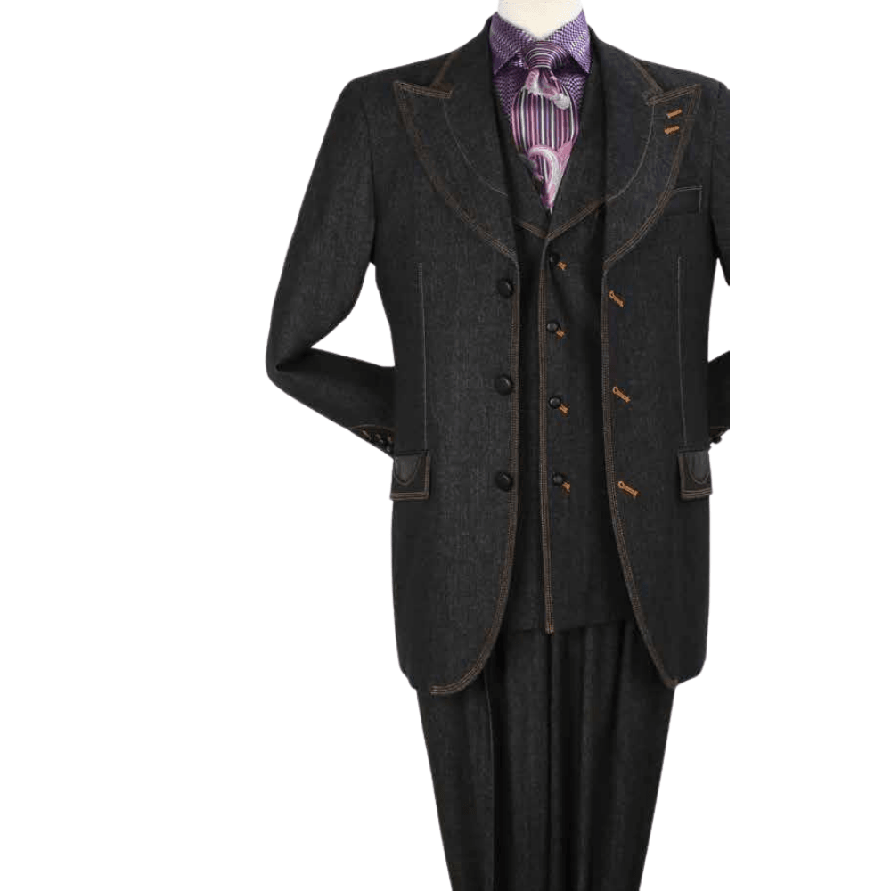 Denim 3 piece suit deals