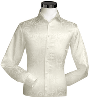Ivory Tone On Tone Long Sleeve Floral Dress Shirt - FINAL SALE