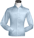 Sky Blue Tone On Tone Long Sleeve Floral Dress Shirt ESH02 - Suits & More
