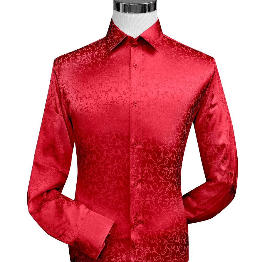 Red Tone On Tone Long Sleeve Floral Dress Shirt ESH04 - Suits & More