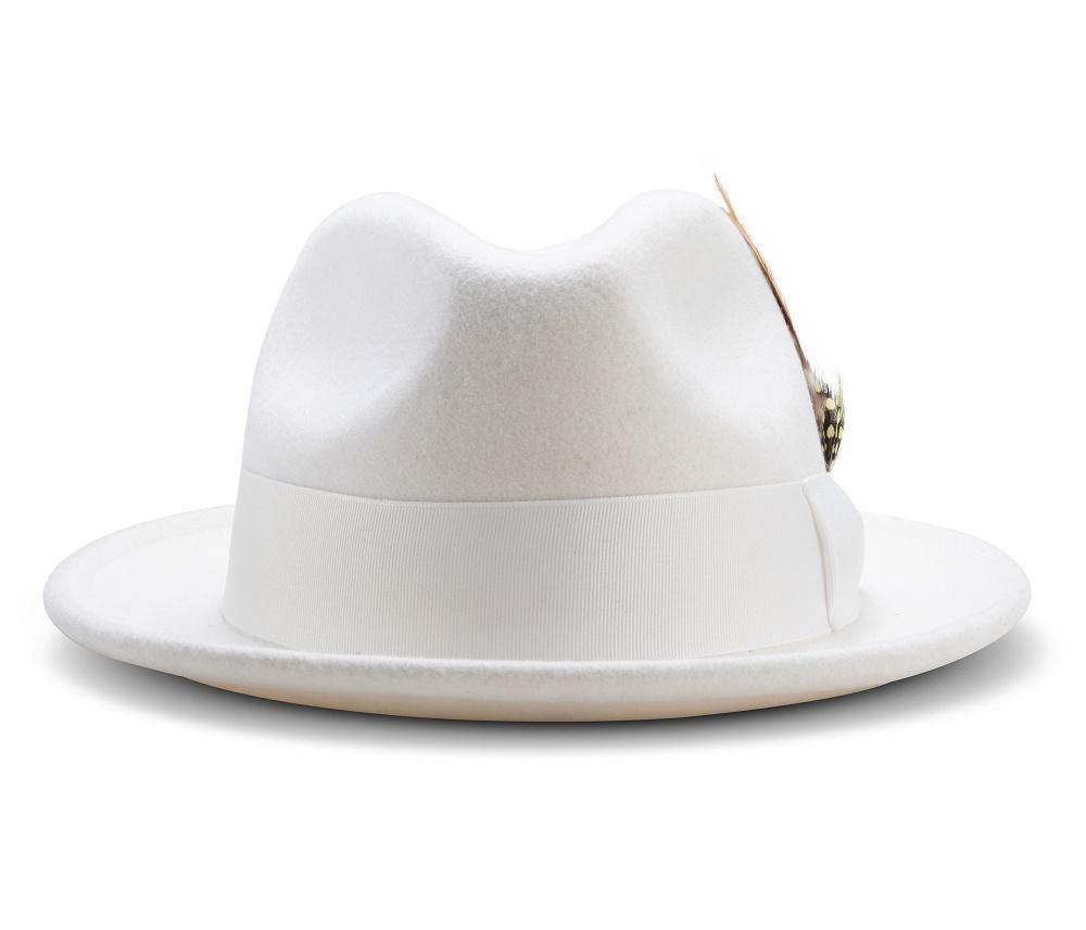 Montique Men's White 2" Snap Brim Crushable Felt Wool Fedora Hat H10 - Suits & More