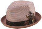 Montique Cognac Braided Stingy Brim Pinch Fedora Hat H1904 - Suits & More