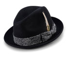 Montique Black 2" Brim Wool Felt Fedora Hat H-2123 - Suits & More