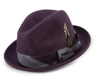 Montique Burgundy 2" Brim Wool Felt Dress Fedora Hat H-2126 - Suits & More