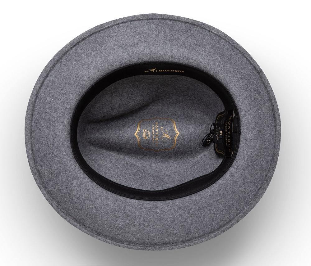 Montique Grey Lightfelt 2 ½" Wide Brim Wool Felt Pinch Hat H-60 - Suits & More