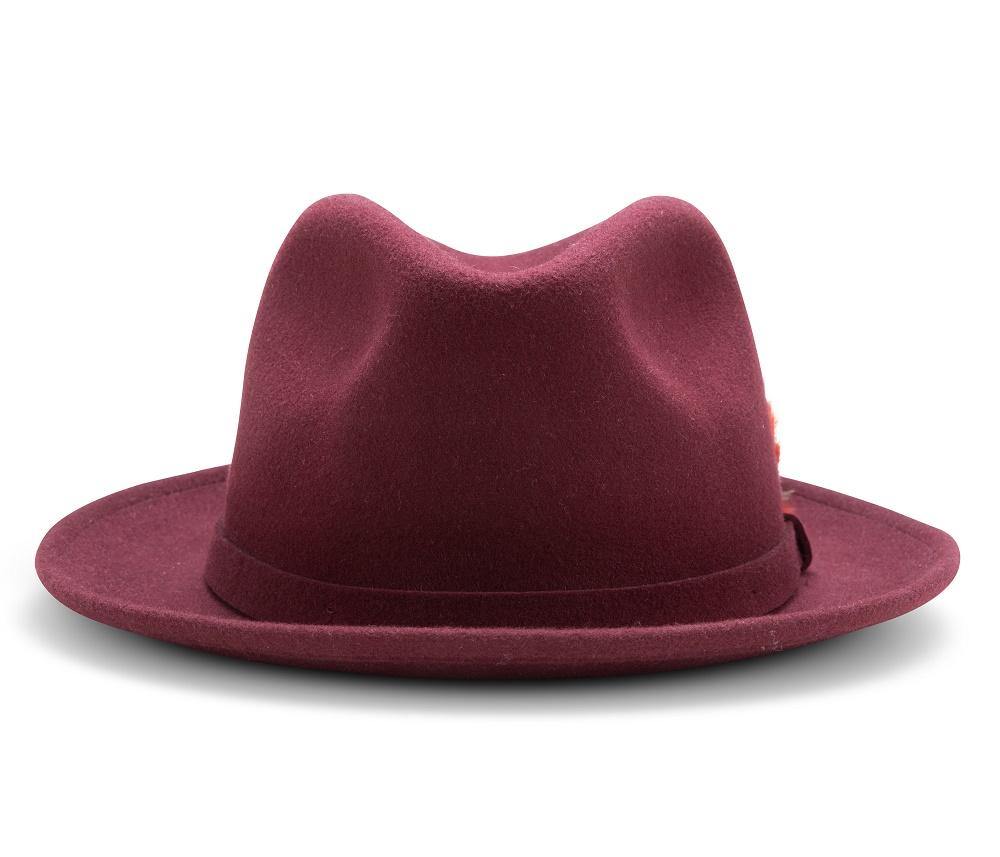 Montique Burgundy Small Felt Band 2 ¼ Brim Wool Felt Dress Hat H-62 ...