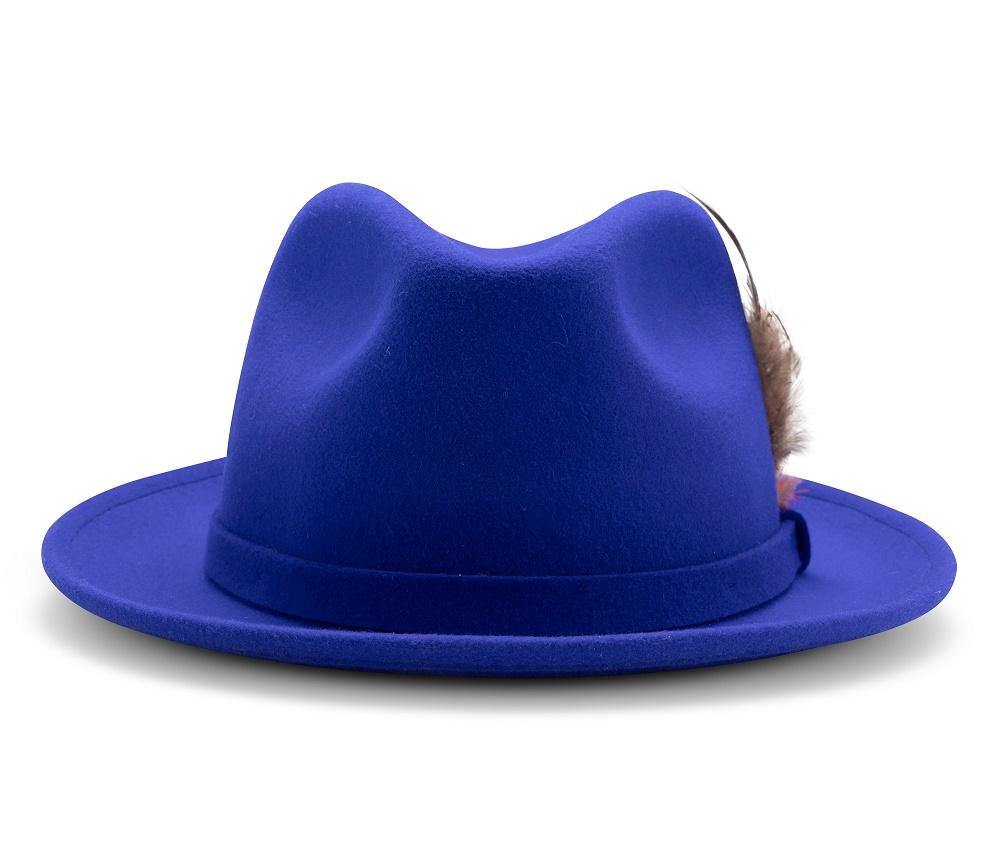 Montique Royal Small Felt Band 2 ¼ Brim Wool Felt Dress Hat H-62 - Suits & More