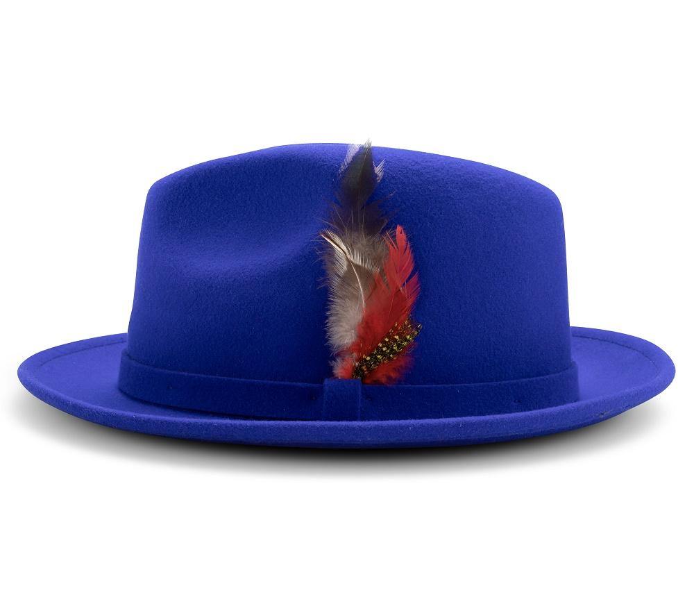 Montique Royal Small Felt Band 2 ¼ Brim Wool Felt Dress Hat H-62 - Suits & More