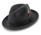 Montique Charcoal Small Felt Band 2 ¼ Brim Wool Felt Dress Hat H-62 - Suits & More