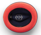 Montique Navy Small Felt Band 2 ¼" Brim Red Bottom Wool Felt Dress Hat H-74 - Suits & More