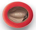 Montique Tan Small Felt Band 2 ¼" Brim Red Bottom Wool Felt Dress Hat H-74 - Suits & More