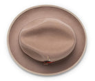 Montique Tan Small Felt Band 2 ¼" Brim Red Bottom Wool Felt Dress Hat H-74 - Suits & More