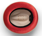 Montique Beige Matching Grosgrain Ribbon 2 ¼" Brim Red Bottom Wool Felt Dress Hat H-75 - Suits & More