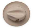 Montique Beige Matching Grosgrain Ribbon 2 ¼" Brim Red Bottom Wool Felt Dress Hat H-75 - Suits & More