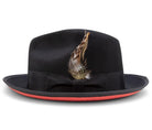 Montique Black Matching Grosgrain Ribbon 2 ¼" Brim Red Bottom Wool Felt Dress Hat H-75 - Suits & More