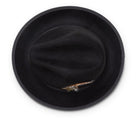 Montique Black Matching Grosgrain Ribbon 2 ¼" Brim Red Bottom Wool Felt Dress Hat H-75 - Suits & More