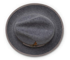 Montique Grey Matching Grosgrain Ribbon 2 ¼" Brim Red Bottom Wool Felt Dress Hat H-75 - Suits & More