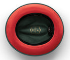 Montique Hunter Matching Grosgrain Ribbon 2 ¼" Brim Red Bottom Wool Felt Dress Hat H-75 - Suits & More