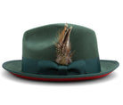 Montique Hunter Matching Grosgrain Ribbon 2 ¼" Brim Red Bottom Wool Felt Dress Hat H-75 - Suits & More
