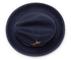 Montique Navy Matching Grosgrain Ribbon 2 ¼" Brim Red Bottom Wool Felt Dress Hat H-75 - Suits & More