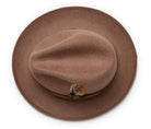 Montique Tan Matching Grosgrain Ribbon 2 ¼" Brim Red Bottom Wool Felt Dress Hat H-75 - Suits & More