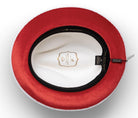 Montique White Matching Grosgrain Ribbon 2 ¼" Brim Red Bottom Wool Felt Dress Hat H-75 - Suits & More