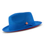 Azuremble Collection: Cobalt Wide Brim Red Bottom Braided Pinch Fedora Hat